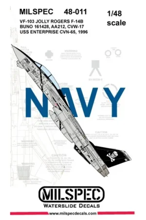 Exclusieve Aanbieding Sticker Grumman F-14A Tomcat VF-103 heel Rogers 1981 USS Nimitz Decal
