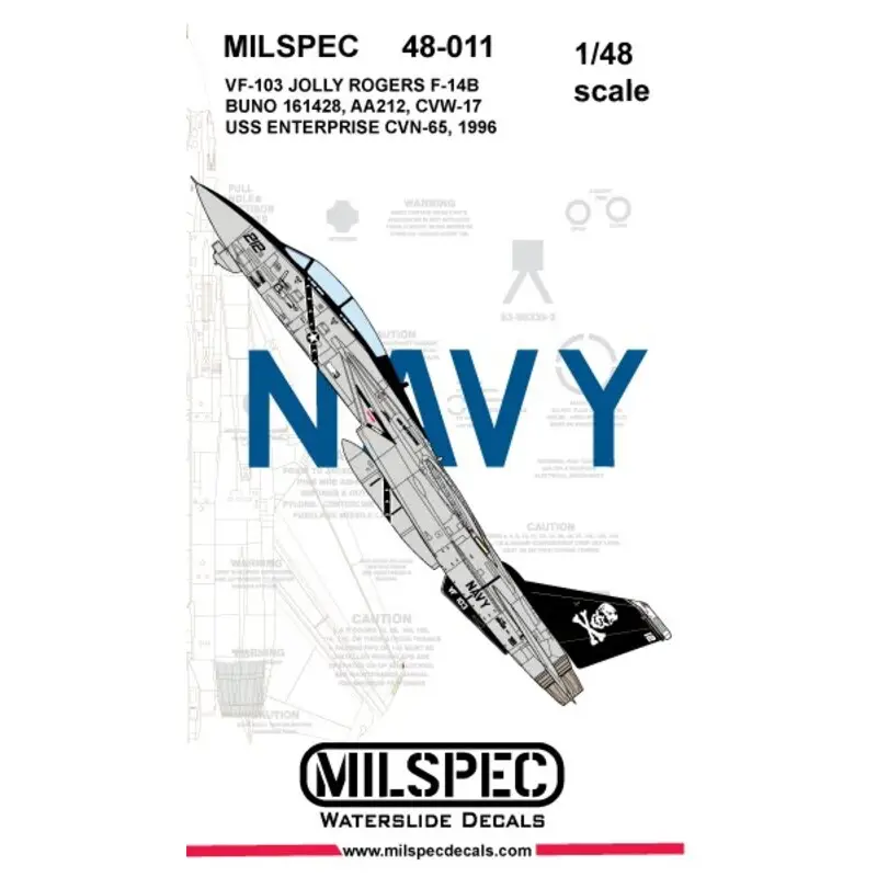 Exclusieve Aanbieding Sticker Grumman F-14A Tomcat VF-103 heel Rogers 1981 USS Nimitz Decal