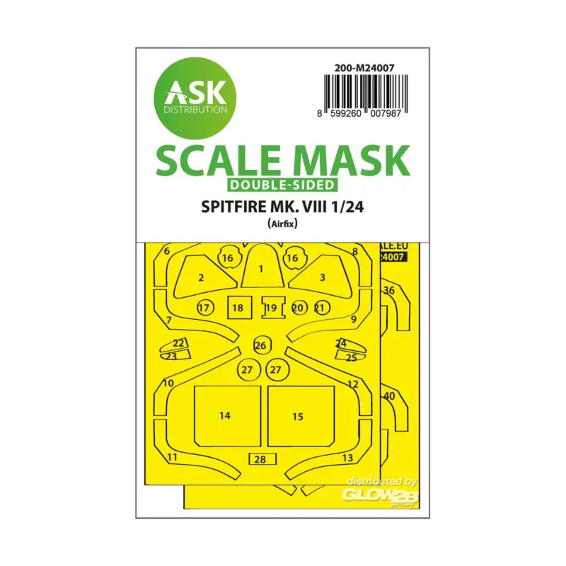 Spitfire Mk.VIII double-sided express fit masks for Airfix Rechtstreeks Van De Fabrikant