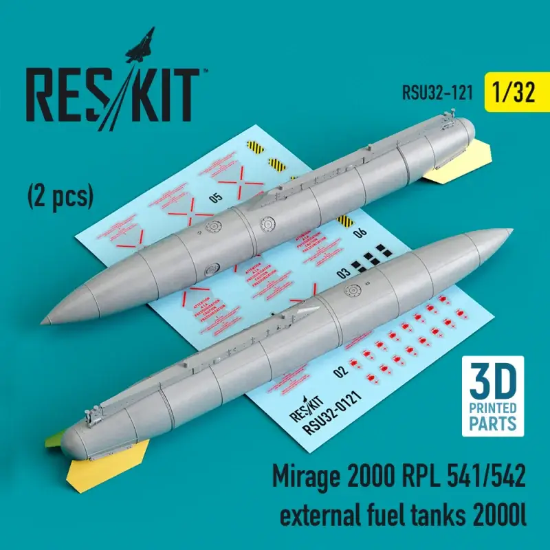 Shop Nu Mirage 2000 RPL 541/542 external fuel tanks 2000lt (2 pcs) (3D Printing) Accessoire
