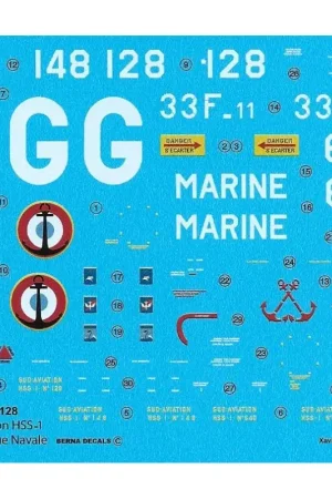 Korting Sticker Sud-Aviation HSS-1 (Sikorsky H-34): 33F-11 (flotille 33F) Decal