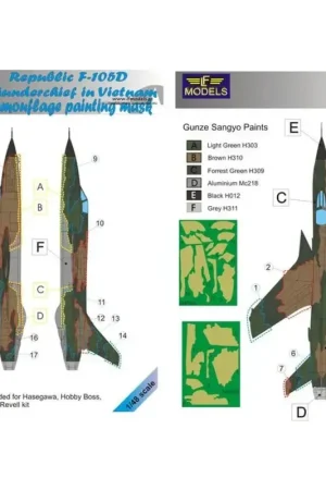 Koop Online Republic F-105D Thunderchief Camouflage Pattern Paint Mask (ontworpen voor gebruik met Hobby Boss, Monogram en Revell kits)