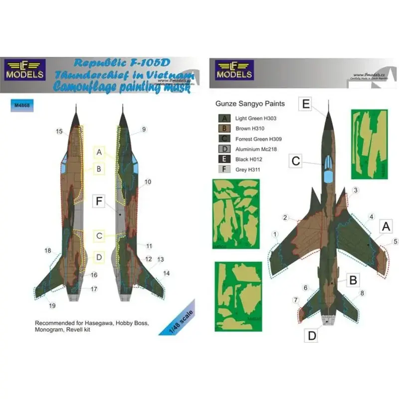 Koop Online Republic F-105D Thunderchief Camouflage Pattern Paint Mask (ontworpen voor gebruik met Hobby Boss, Monogram en Revell kits)