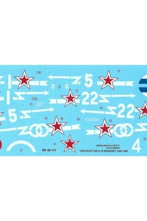 Sticker Yakovlev Yak-3 Normandie-Niemen: n∞ 1 Cne Marcel Albert 20/06/1945, n∞ 5 S / Lt Roger Sauvage 20/06/1945, n∞ 22 Asp.Pie Aanbieding