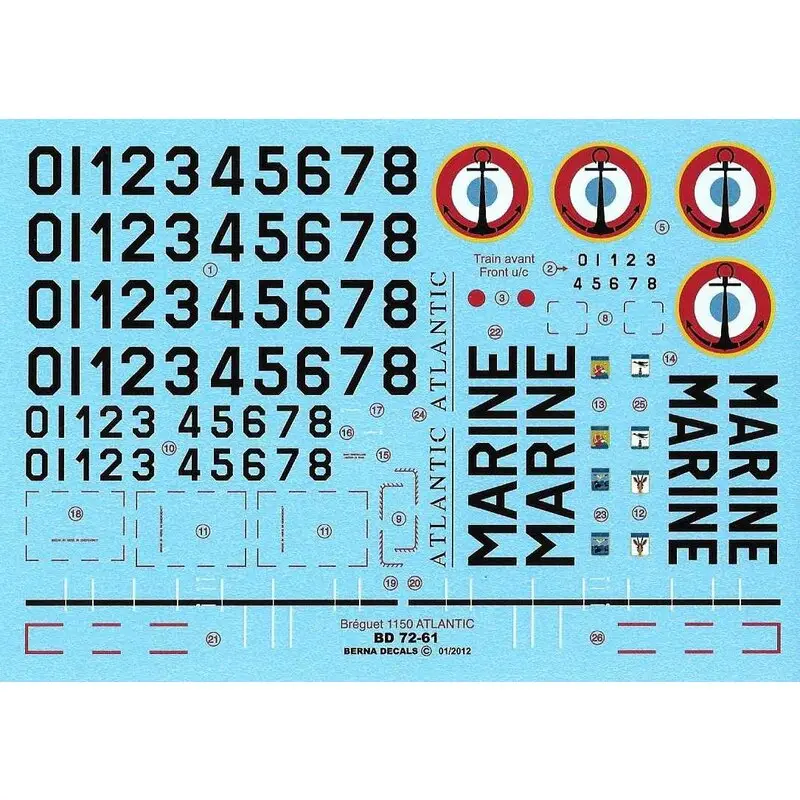 Direct Verzonden Sticker Bijgewerkt en opnieuw uitgebracht!Breguet Atlantic Flotilles 21F, 22F, 23F & 24F 1980 (4 schema's)