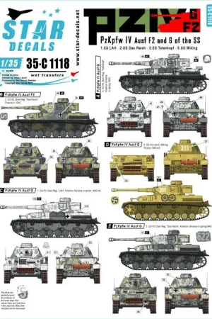 Pz.Kpfw.IV Ausf.F2 / Ausf.G.Pz.Kpfw.IV van de Waffen-SS Decal Weekendaanbieding