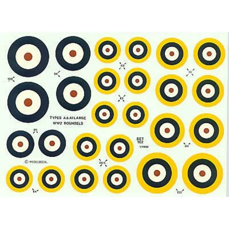 Express Levering Sticker RAF WWII Roundels. Large Type A 65 84 and 100 Type A1 63 64 66 77 84 100 (RAF Roundels)