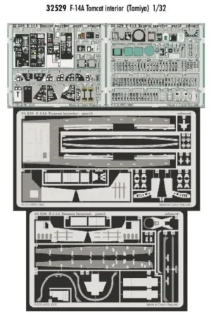 Grumman F-14A Tomcat interior PRE-PAINTED IN COLOUR! (toebehoren voor modelbouwsets van Tamiya) Aanbieding