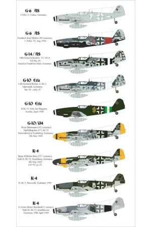 Sticker Late oorlog Messerschmitt Bf-109's'Bf-109G-6 / AS White 7, 4 NJG 11, Lübec, Duitsland Bf-109G-6 / AS Red 2, Gevlogen doo Uitverkoop