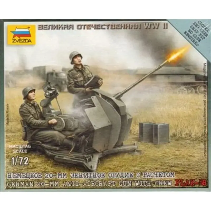 Alleen Vandaag Duits 20mm Luchtafweergeschut Flak-38 met 2 bemanningsfiguren. Schaalmodel