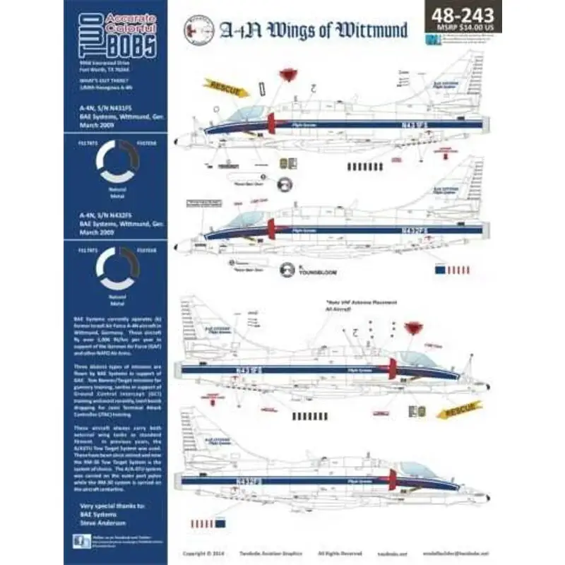Sticker BAE Systems opereert (6) ex-Israëlische luchtmacht Douglas A-4N Skyhawk vliegtuigen in Wittmund, Duitsland.Deze vliegtu Aanbieding