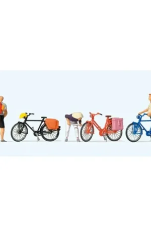 Weekendaanbieding Fietsers die een band oppompen en een moment van rust bieden Figuurtje