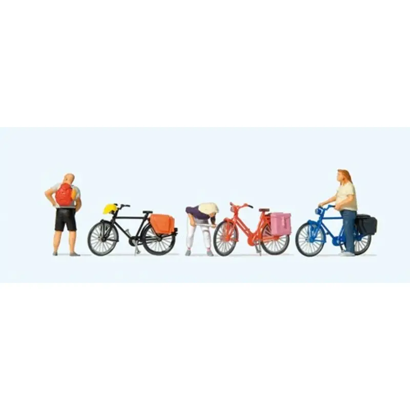 Weekendaanbieding Fietsers die een band oppompen en een moment van rust bieden Figuurtje
