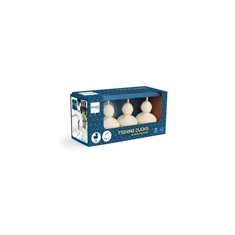 Hoge Kwaliteit Scratch Active Play: SET van 3 FISHING EENDJES 'GLOW IN THE DARK' met 1 FISHING HENGEL