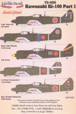 Betaalbaar Sticker Kawasaki Ki-100 Part 1. Decal