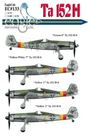 Sticker Focke Wulf Ta 152 subjects complete with new stencils for data plate placements and other newly revealed information Speciale Aanbieding