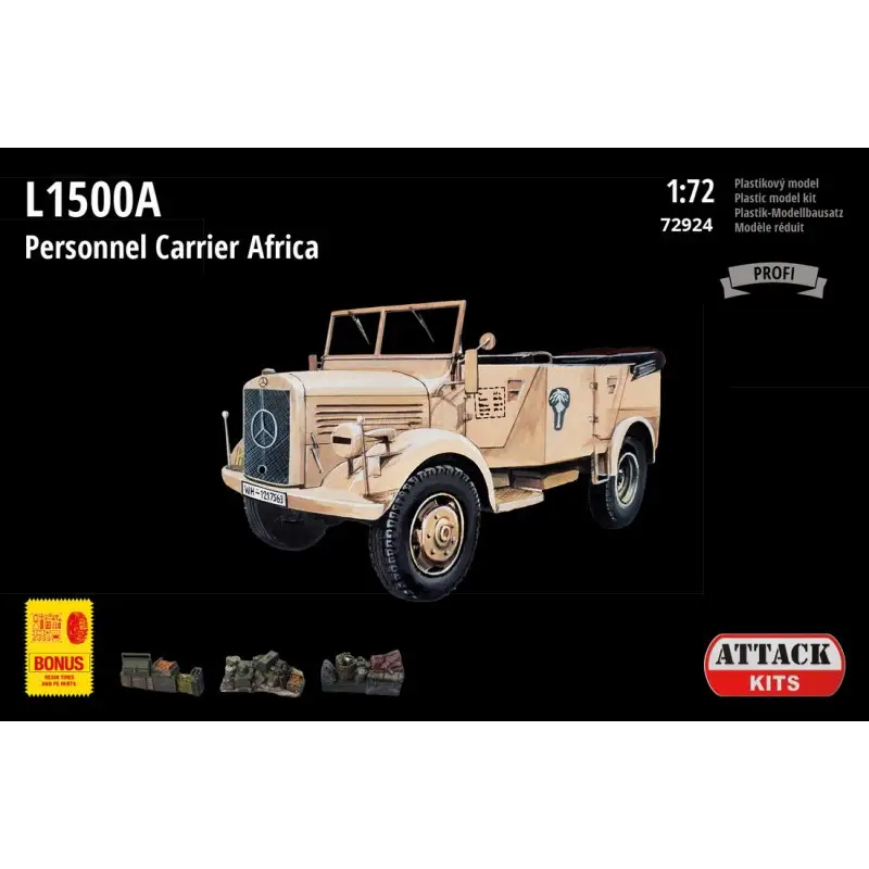 MB L1500A Personnel Carrier - Afrika inclusief geëtste exterieurdelen, resin onderdelen (bagage etc.), alternatieve resin onderd Op = Op