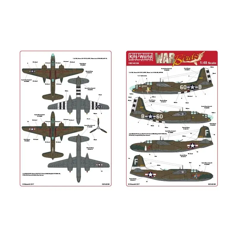 Premium Sticker Douglas A-20J, Havoc 43-10127, 60*B, Mama Lou 410th BG, 647 BS.A-20G-25-DO, Havoc 43-9113 F, Sweet Milk/BabyDoll II 386t