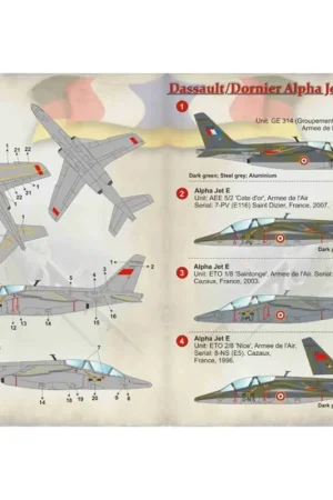 Sticker Dassault/Dornier Alpha Jet Part 21. Alpha Jet E Unit: GE 314 (Groupement ecole) 'Christian Martel', Armee de l'Air Seria Direct Beschikbaar