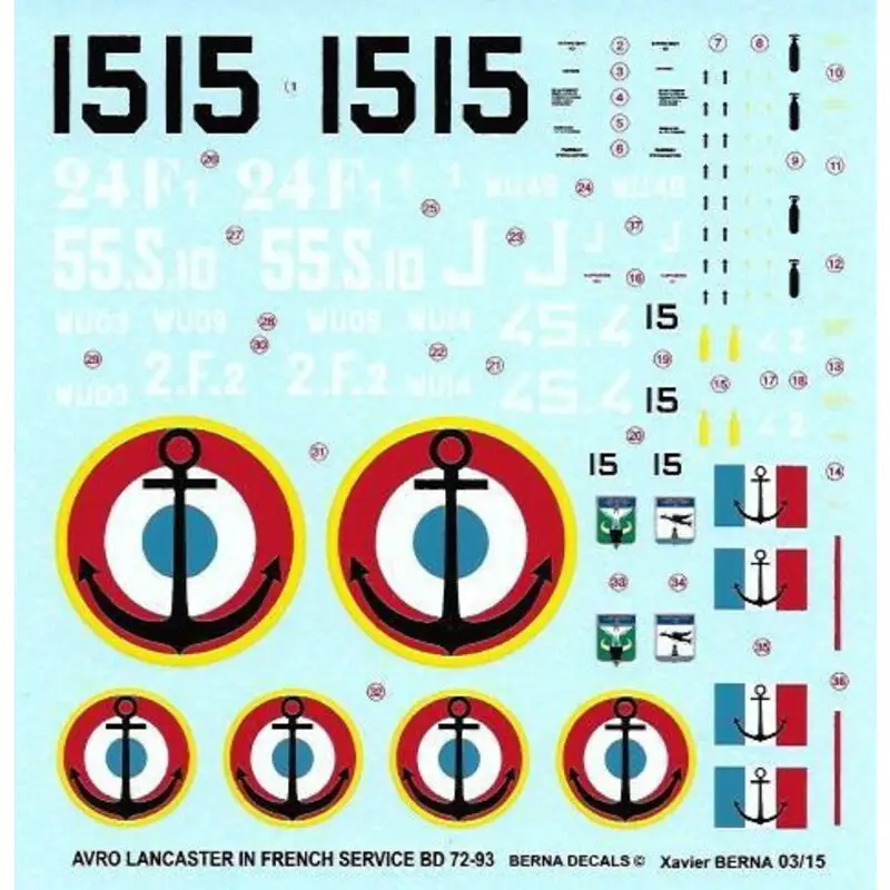 Sticker Avro Lancaster B.I/III & Mk.VII Aeronautique Navale Decal Uitverkoop