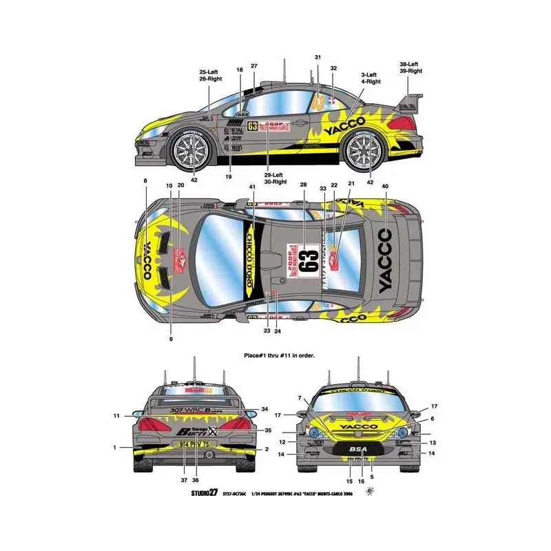 Peugeot 307 wrc yacco mc 2006 Decal Direct Beschikbaar