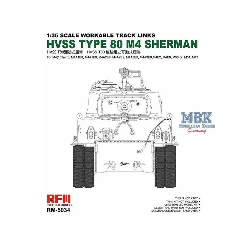 Voordeelprijs HVSS T80 M4 Sherman Workable Track Links Rupsbanden
