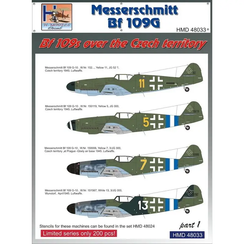 Lage Prijs Sticker Messerschmitt Bf-109's Over de Tsjechische Territory, Pt.1 Decal