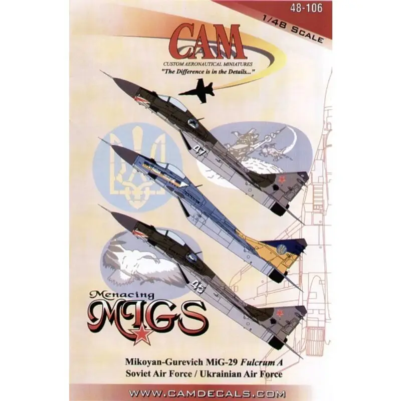Alleen Vandaag Sticker Mikoyan MiG-29 Fulcrum (3) White 45 and White 47 120th IAP Soviet Air Force 1993 with shark mouth Ukranians Knights Demo