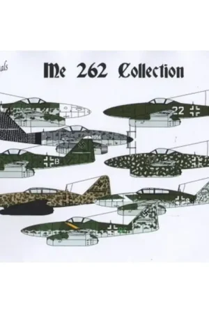Sticker Messerschmitt Me-262A / Me-262B Collectie (8) A-1 1 / KG (J) 51 Rheine; Zwart 33 2 / AGr 6; Prototype VO56; Zwart 4 JG 7 Dagaanbieding