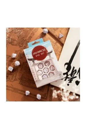 Japanese Dice Set - Blue Lotus Flower (7) Koop Online