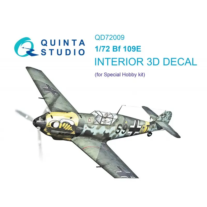 Messerschmitt Bf-109E 3D-geprint & gekleurd interieur op stickerpapier Decal Shop Nu