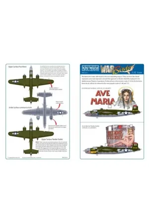 Sticker Noord-Amerikaanse B-25J Mitchell - Corsica 337th BG 447 BS 'Ava Maria' 43-27636 (Tail III) - 'Reddie Freddie' 43-27492 ( Beperkte Voorraad