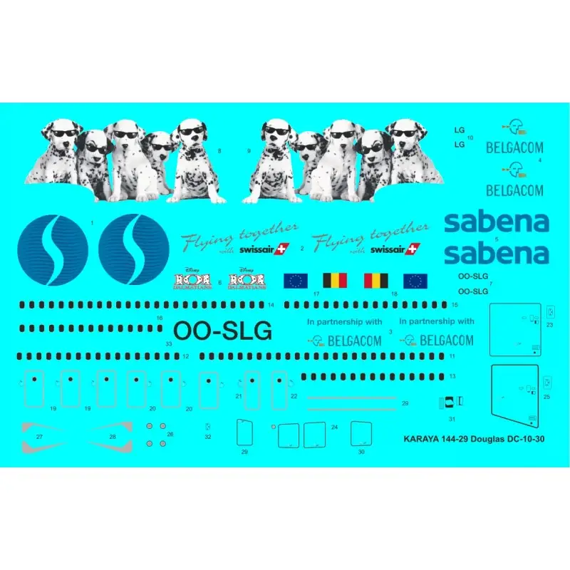 Sticker DC-10-30 Sabena Decal Op = Op