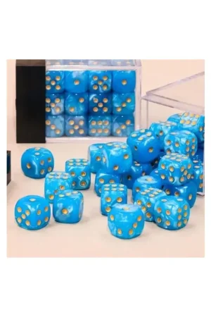 Set of 36 6-sided dice - 12mm - Blue Speciale Aanbieding