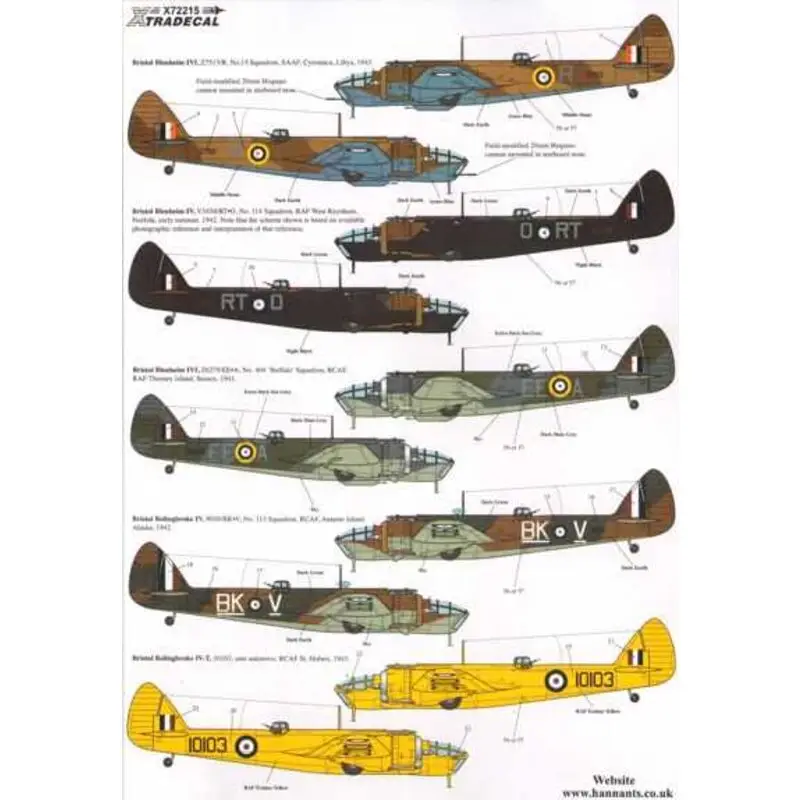 Sticker Bristol Blenheim en Bolingbroke Mk.IV / Mk.IVF RAF en Overseas Operators.Pt 3 (10) Z7513 / R 15 Sqn SAAF Libië 1943 - V Nieuw