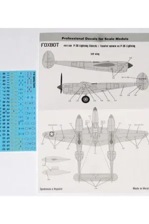 Sticker Lockheed P-38 bliksemschichten [P-38J P-38F / P-38H P-38F P-38M P-38J / P-38L P-38J / P-38L P-38L P-38J / L P-38H / J P- Koop Online