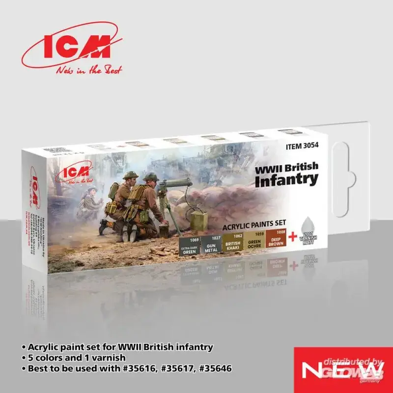 Beperkt Aanbod Acrylic Paint Set for WWII British infantry 6 x12 ml Acrylverf