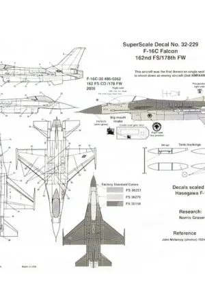 Sticker Lockheed Martin F-16C Fighting Falcon (1) 86-0262/OH 162 FS Flagship/ 178 FW Springfield Ohio. first F-16 to shoot down Uitverkoop