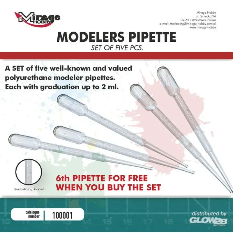 Weekendaanbieding MIRAGE MODELLERS PIPETTEN (5 stuks + 1 gratis stuk / elk 2 ml)
