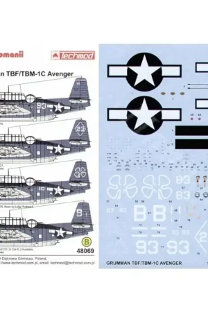 Sticker Grumman TBM-1C Avenger (4) 93 VT-15 USS Essex 23 VC-21 USS Macus Island 83 Shamrock VC-76 USS Petrof Bay B1 VC-10 Lt.Cdr Gecertificeerd