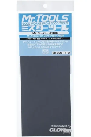 Mr Hobby -Gunze Mr. Waterproof Sand Paper 800 x 4 Sheets Flitsaanbieding