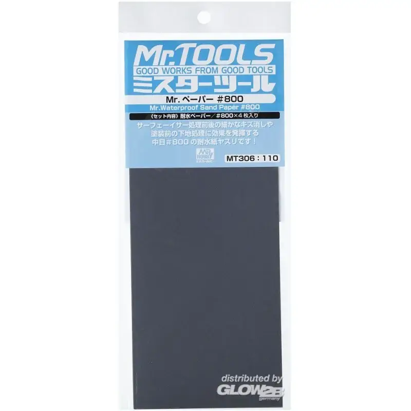 Mr Hobby -Gunze Mr. Waterproof Sand Paper 800 x 4 Sheets Flitsaanbieding
