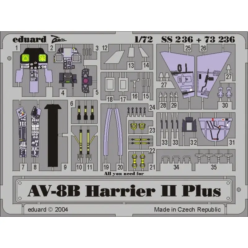 McDonnell Douglas AV-8B Harrier II Plus PRE-PAINTED IN COLOUR! (toebehoren voor modelbouwsets van Hasegawa) Dagaanbieding