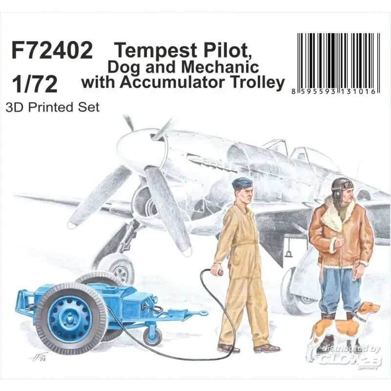 Tempest Pilot, Dog and Mechanic with Accumulator Trolley 1/72 Model van vuurwapen Koop Online