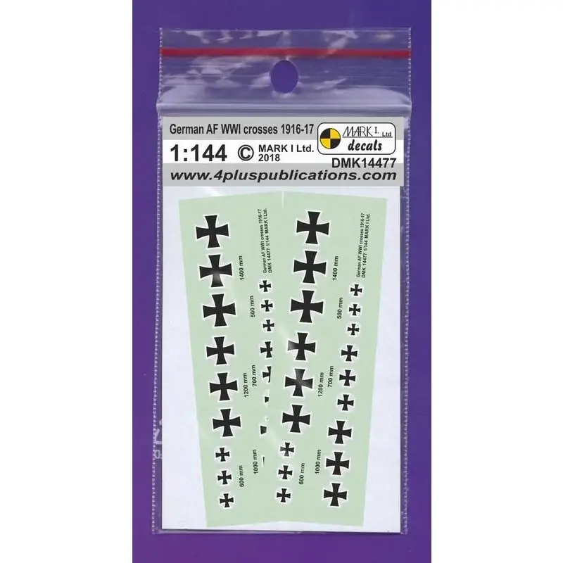 Op = Op Sticker Duitse luchtmacht WWI doorkruist 1916-17, 2 sets (grootte 500.600.700,1000,1200,1400 mm), 2 sets schaalgrootte: 3,5, 4,2