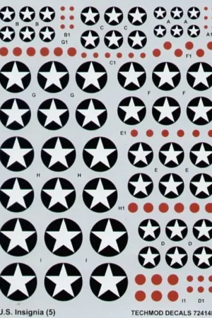 Sticker US National Insignia. Star with blue surround with optional red centre. August 1919 to June 1943 sizes 20 to 60 Premium