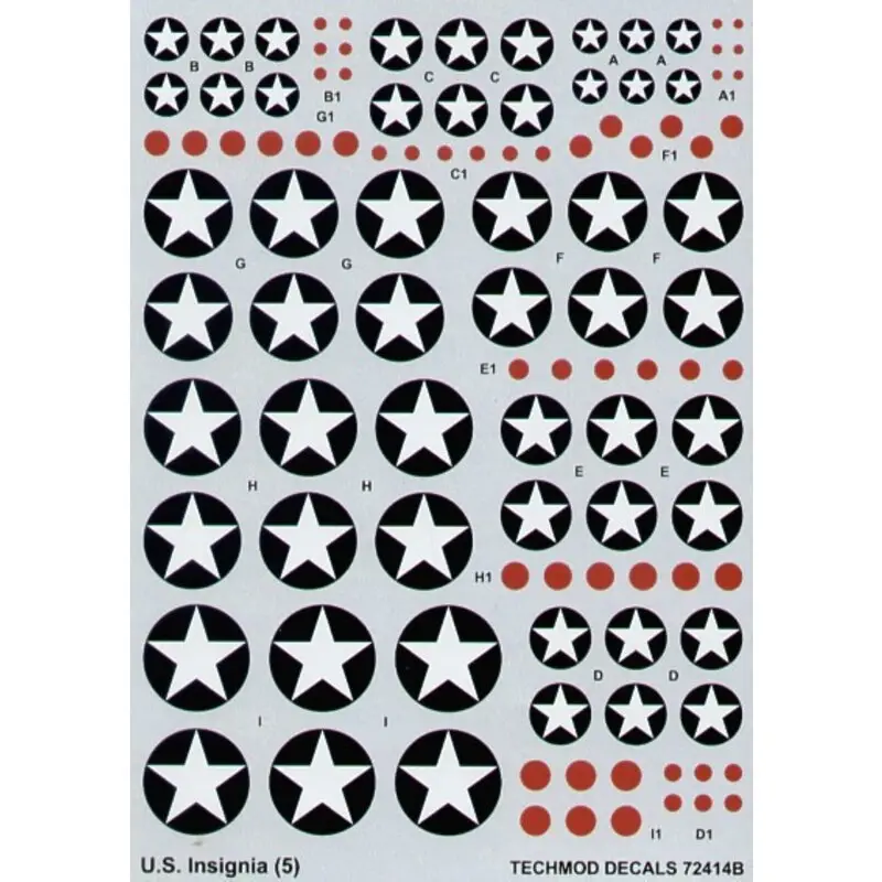 Sticker US National Insignia. Star with blue surround with optional red centre. August 1919 to June 1943 sizes 20 to 60 Premium