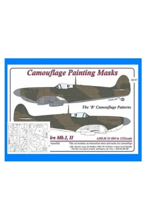 Supermarine Spitfire Mk.I, Mk.II Het 'B' camouflagepatroon verfmasker (ontworpen voor gebruik met Hasegawa en Revell kits) Must-Have