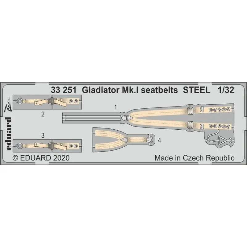 Gloster Gladiator Mk.I veiligheidsgordels STAAL 1/32 (ontworpen voor gebruik met ICM-kits) Populair