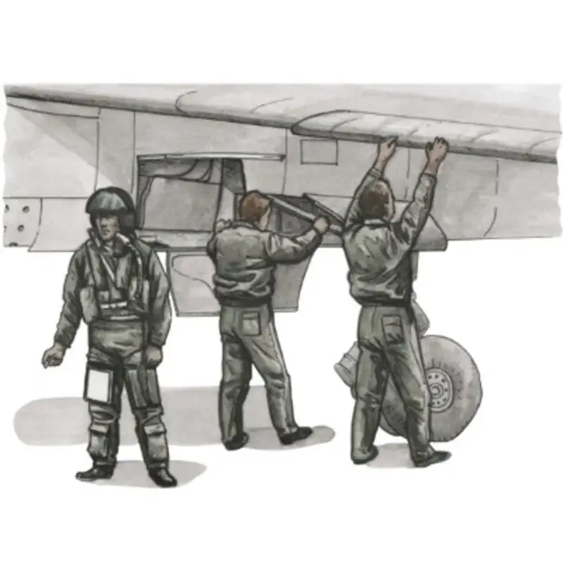 Franse piloot en twee monteurs voor 1/72 Special Hobby Mirage F.1C model (ontworpen om te worden gebruikt in combinatie met Spec Laatste Versie